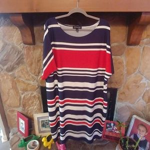 Knee length red white and blue dress